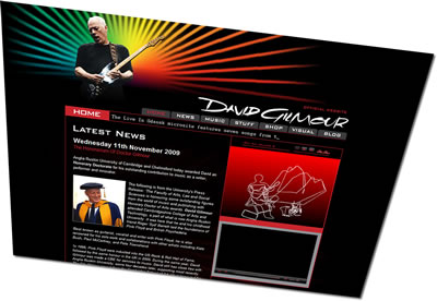 David Gilmour's Official new website design Xmas 2009