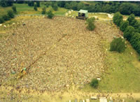 An aerial view of Knebworth 1975