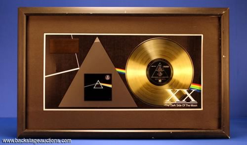 Rare Pink Floyd Dark Side of the Moon Gold Disk in Presentation Frame Rare Pink Floyd Dark Side of the Moon Gold Disk in Presentation Frame