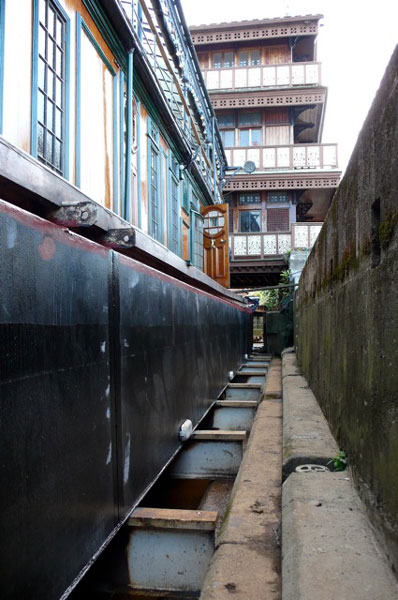 In dry dock being worked on