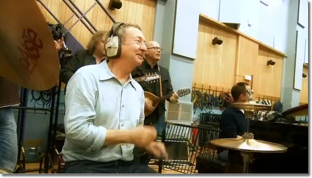 Nick Mason happily playing his drums (All You Need is Love - Children in Need 2009)