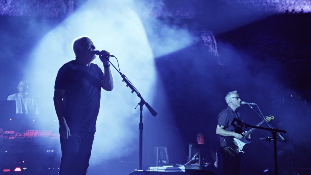 David Gilmour Live at Pompeii shot singing on stage