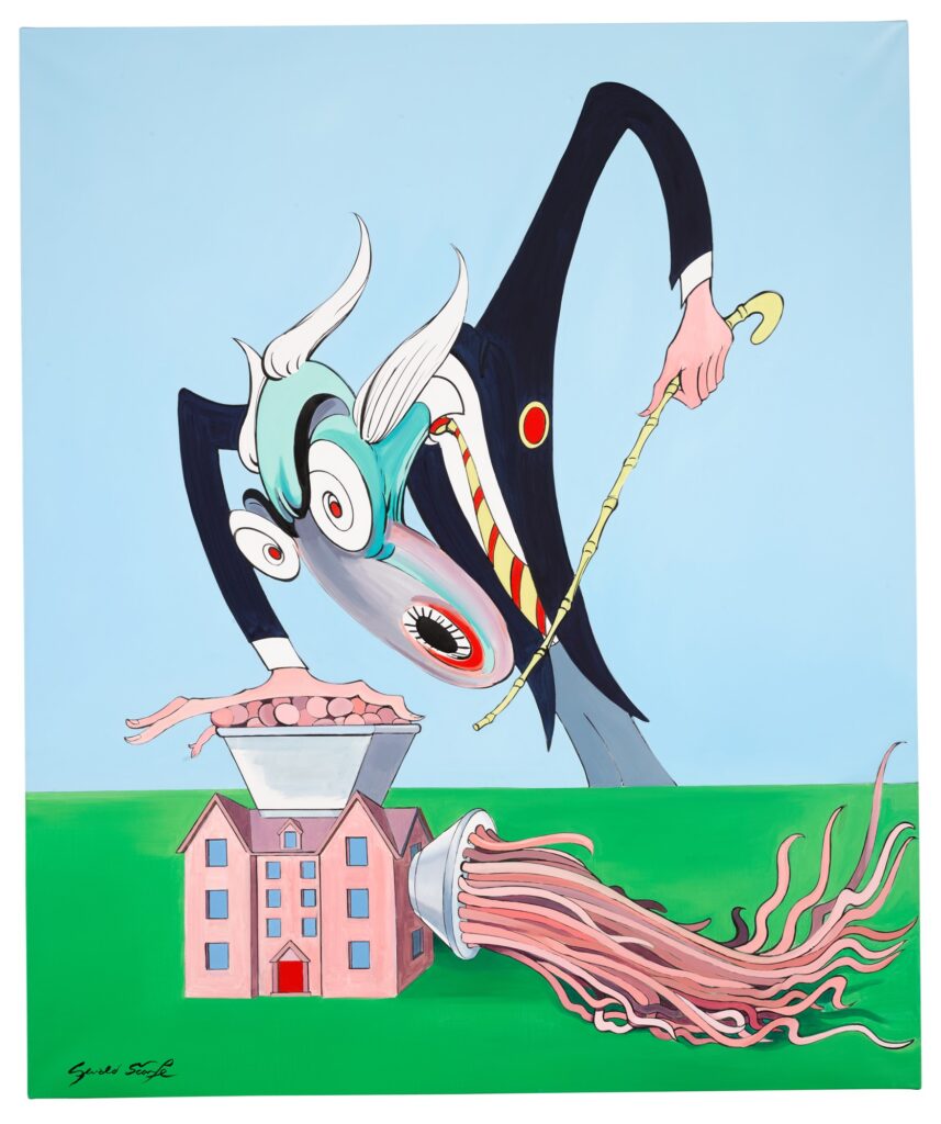 Lot 318 Gerald Scarfe Pink Floyd – The Wall The Teacher and the Mincing Machine, oil on canvas