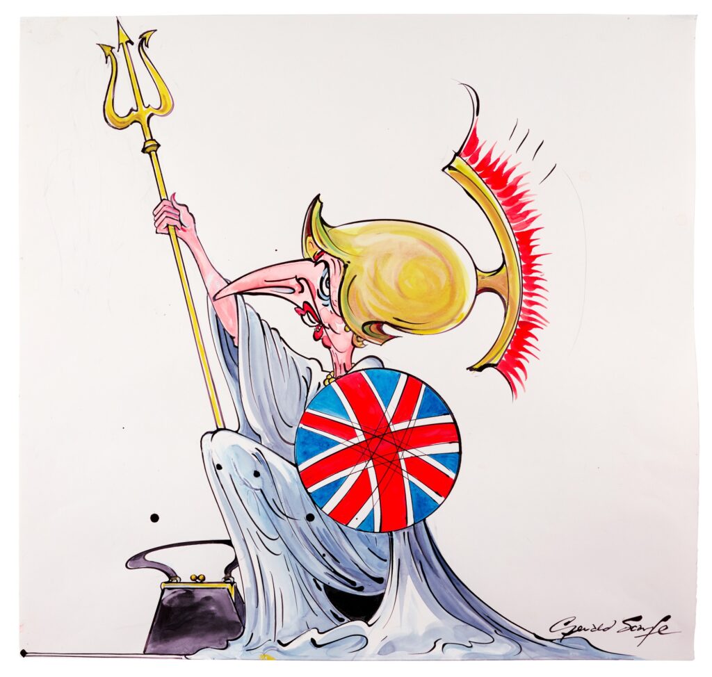 Lot 323 Gerald Scarfe Maggie, ink and watercolour