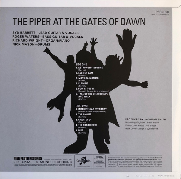 2018 Record Store Day Piper at the Gates of Dawn Pink Floyd LP Liner Rear