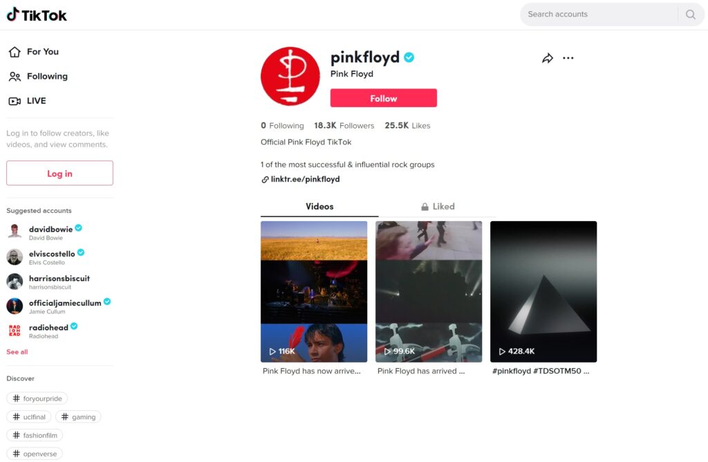 Pink Floyd TikTok Social Media Account