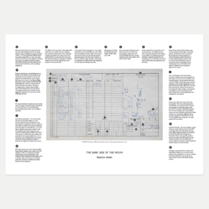 Abbey Road Pink Floyd Dark Side of the Moon Session Sheet with annotations