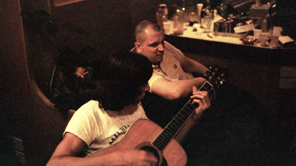 1975 Syd Barrett with Roger at Abbey Road Wish You Were Here Sessions