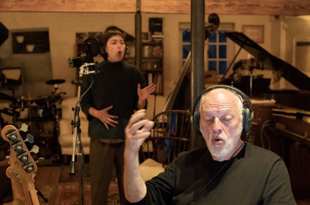 David with daughter Romany Gilmour working on Vocals