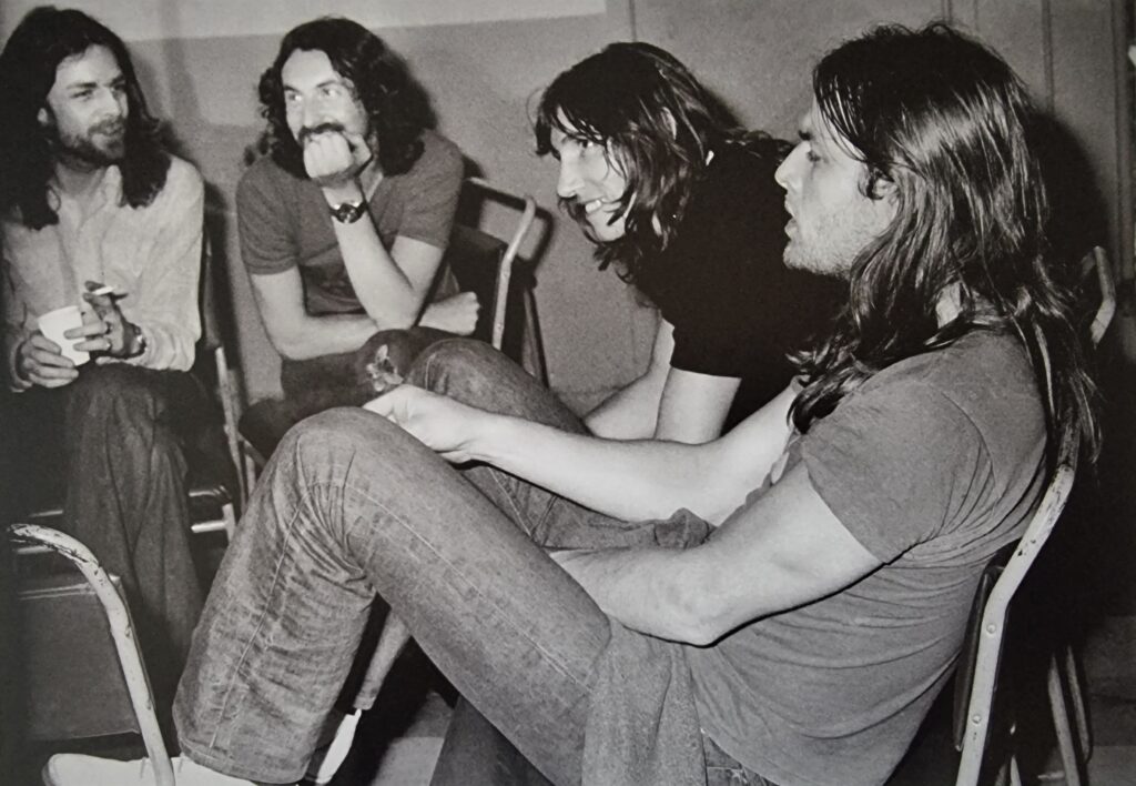 Pink Floyd, backstage in Brighton before Dark Side of the Moon was performed in 1972 at Brighton Dome [Pic: Jill Furmanovsky ]