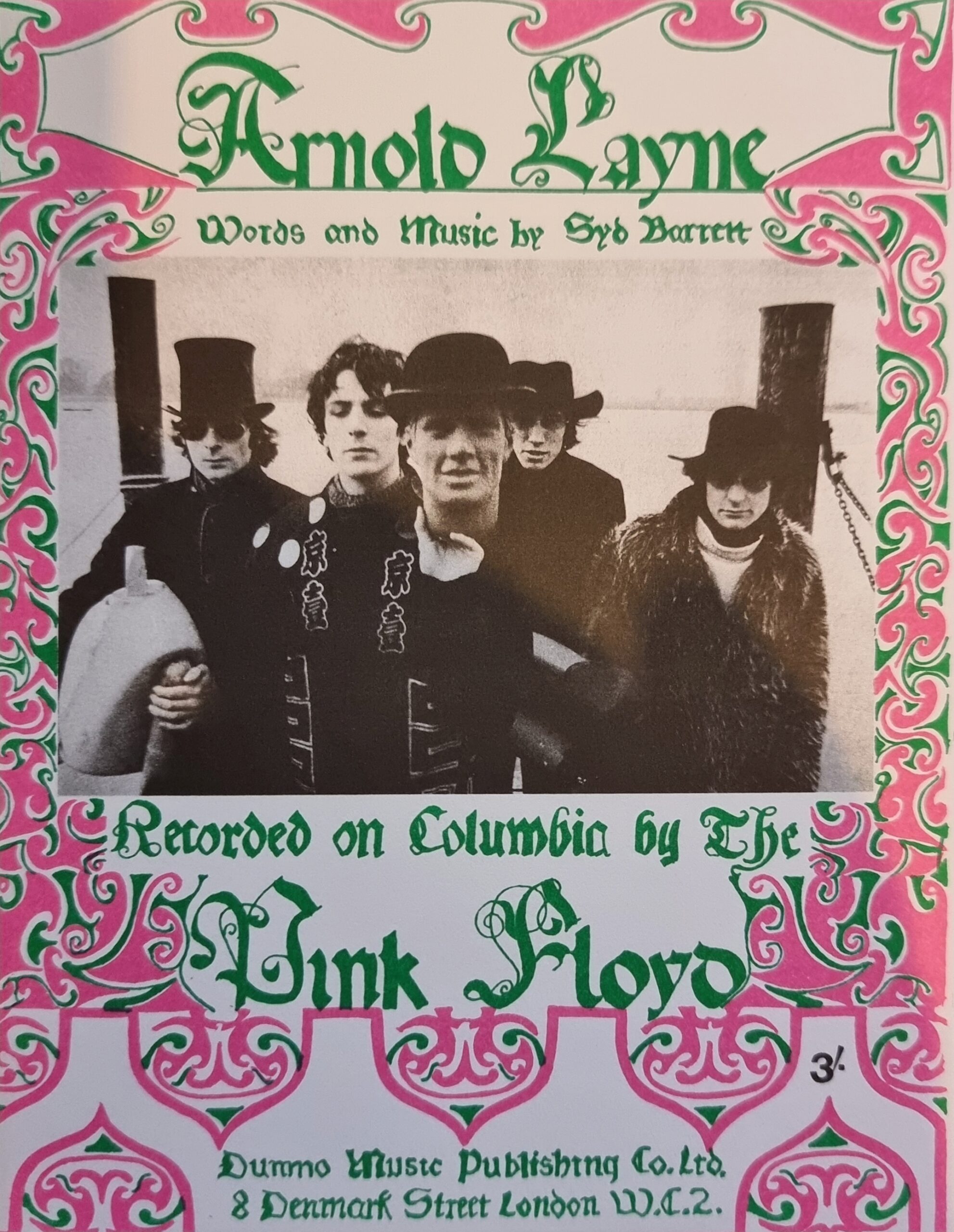 Pink Floyd 1967 Arnold Layne UK sheet Music