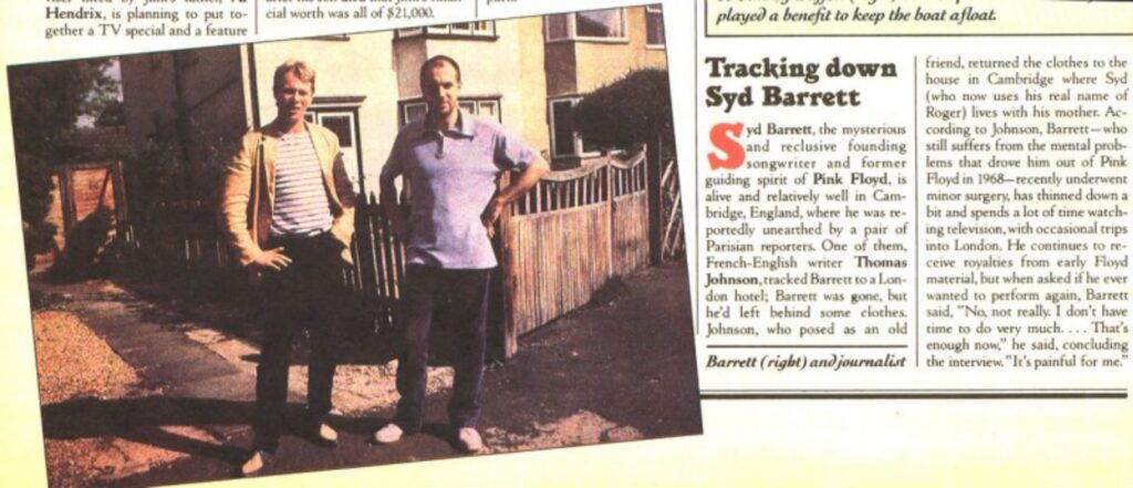 Syd Barrett with Thomas Johnson Journalist