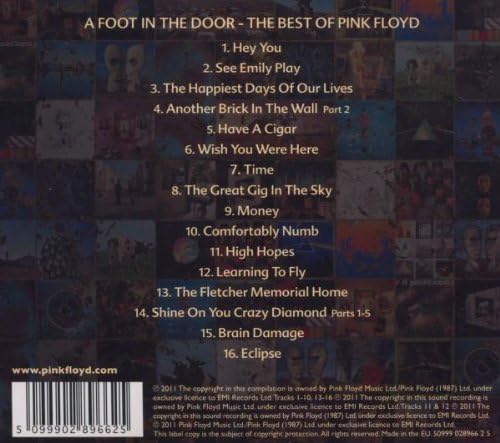 The Best of Pink Floyd A Foot in the Door (2011) Back Cover Art