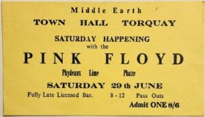 1968 Pink Floyd Middle Earth Town Hall Torquay Ticket