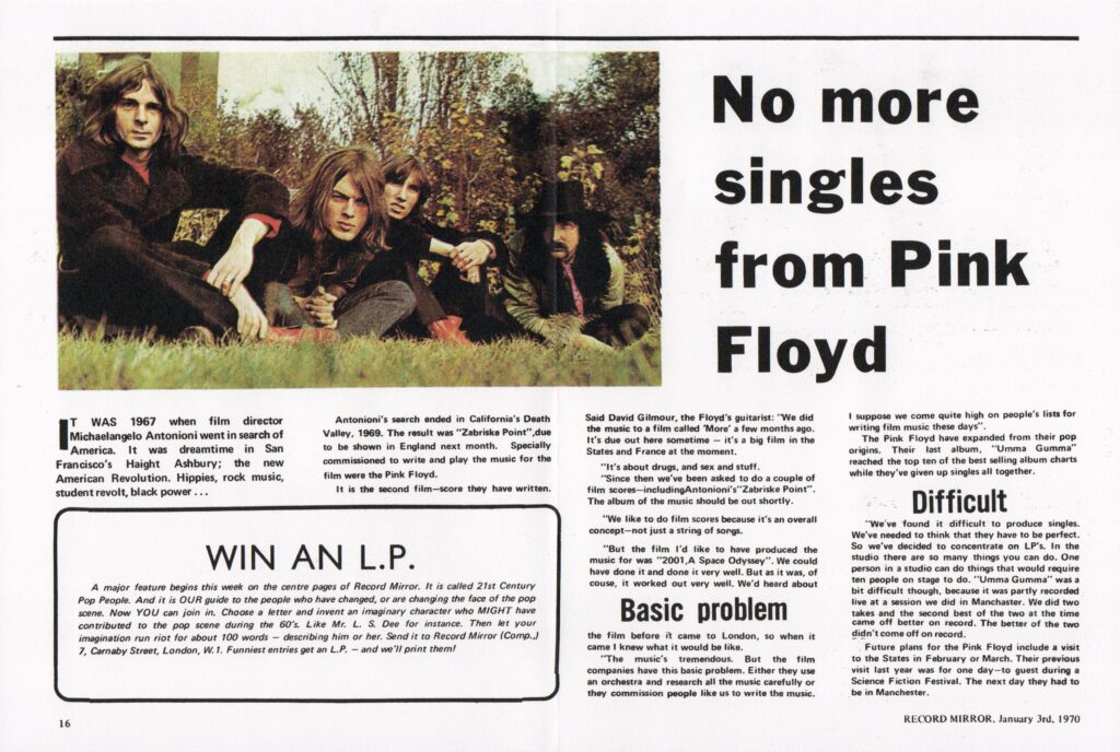1970 Jan 3 Pink Floyd Record Mirror