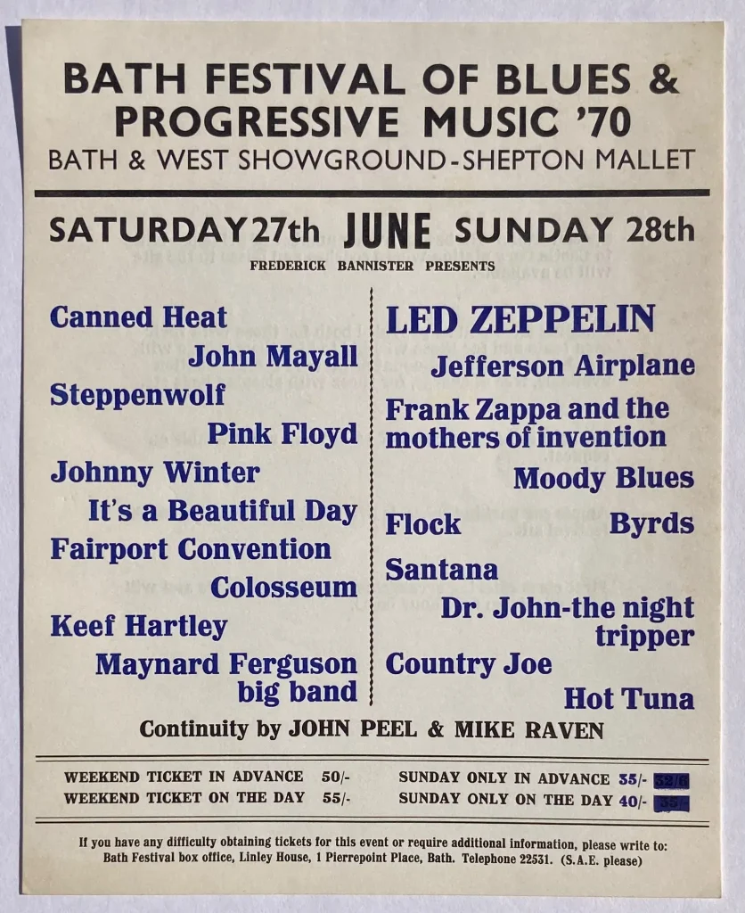 1970 June 27 28 Bath Festival of Blues Pink Floyd 2