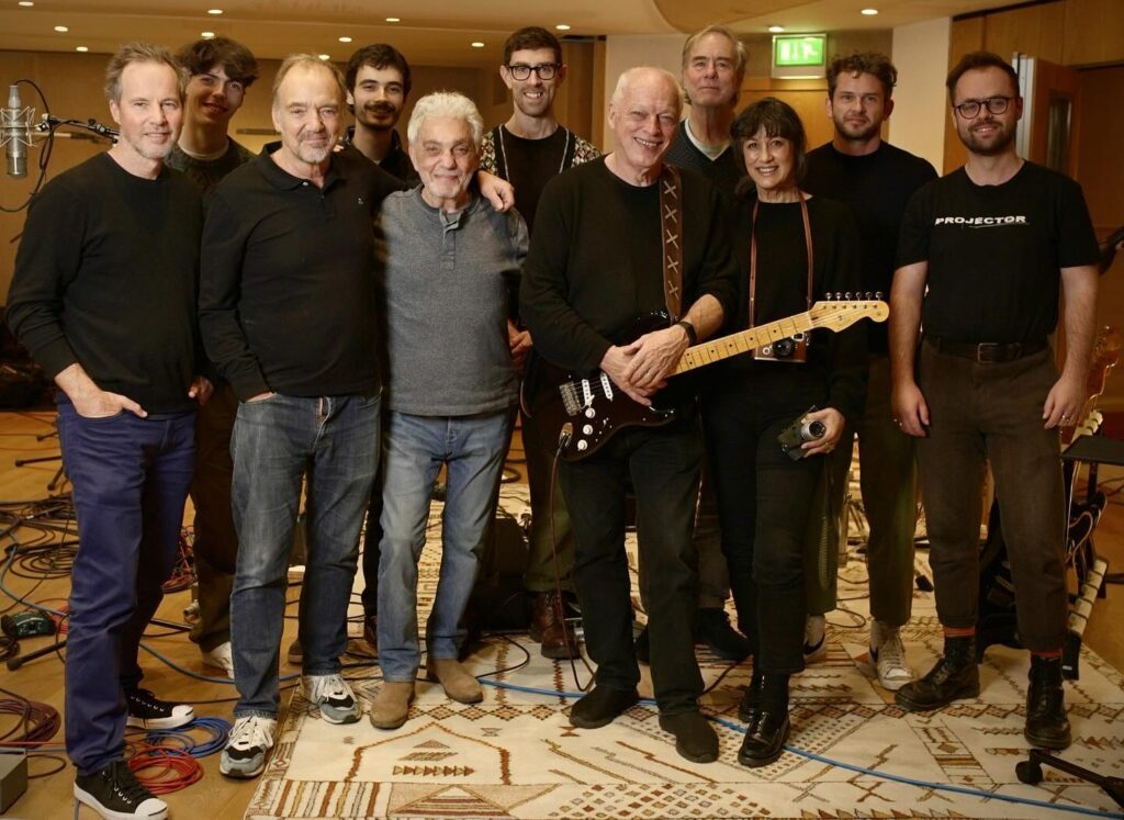 David Gilmour group photo in the studio December 2023