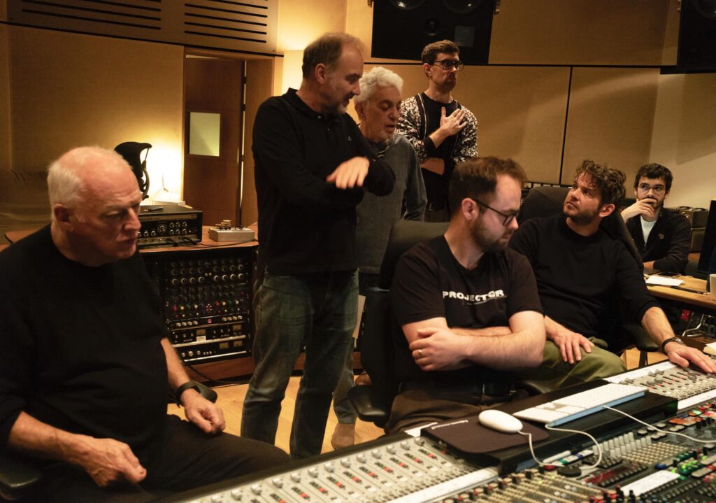 David Gilmour in the studio recording 2024 New Album desk