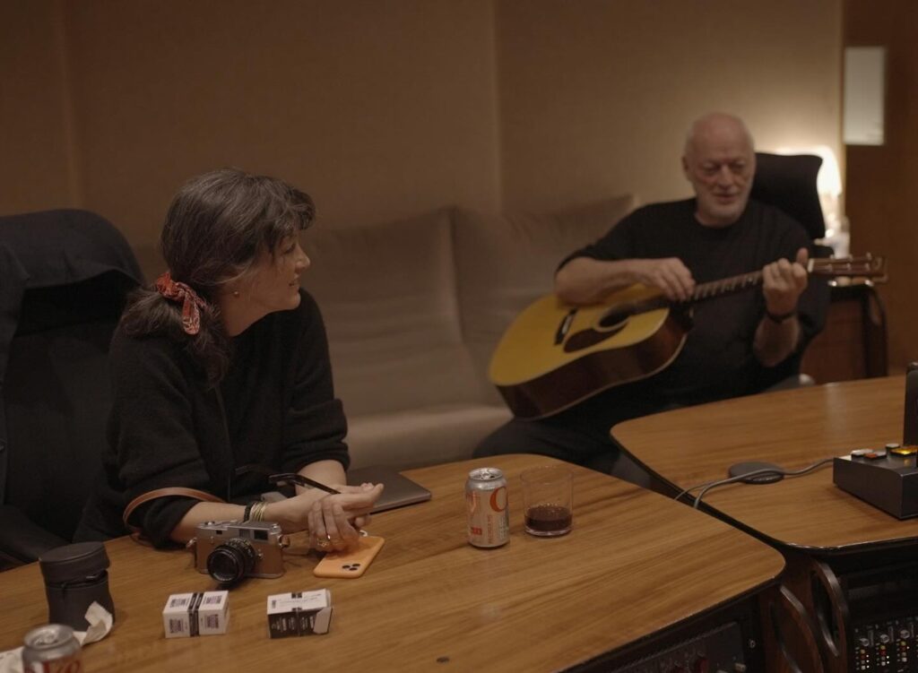 David Gilmour in the studio with Polly Samson