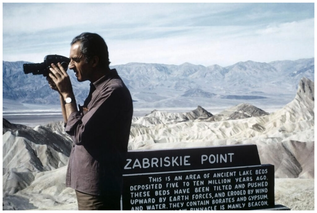 Michelangelo Antonioni at Zabriskie Point with Camera