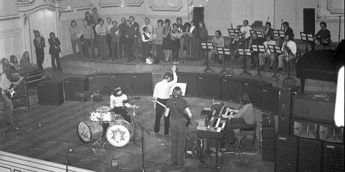 Pink Floyd rehearsing Atom Heart Mother at Congress Centre Villach, Ossiach, Austria