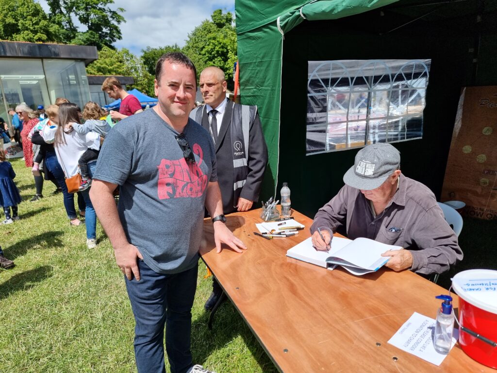 Nick Mason signing my Limited Edition Inside Out book