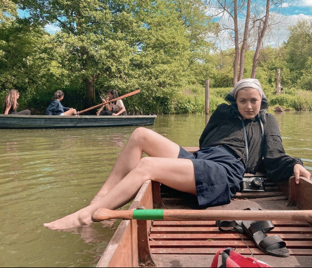 Romany Gilmour on a boat