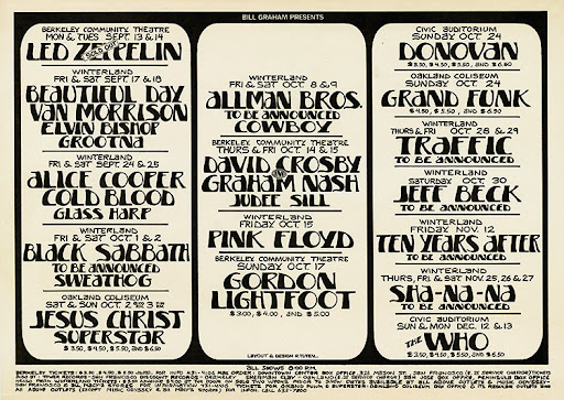 1971 Pink Floyd Winterland Auditorium Poster Flyer