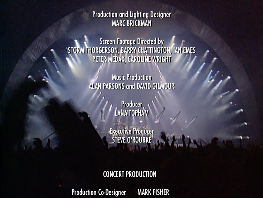 Pink Floyd Dark Side of the Moon Live 1994 - production credits