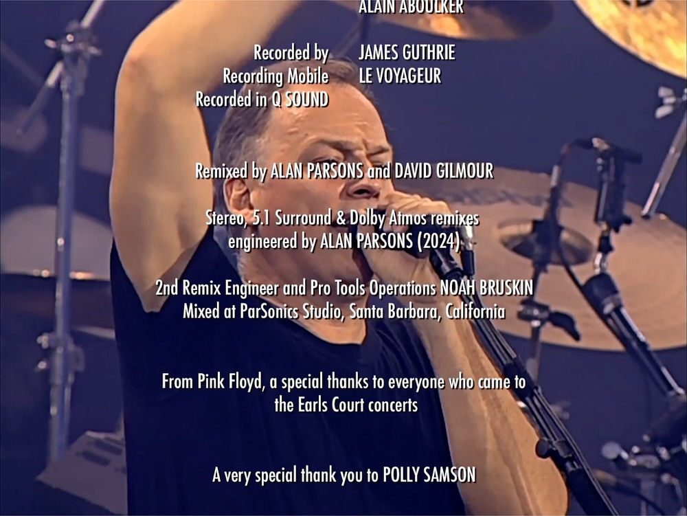 Pink Floyd Dark Side of the Moon Live 1994 - production remix credits