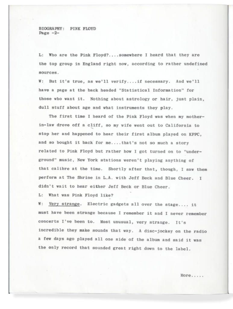 1969 Pink Floyd Capitol Records Promo Booklet pg02
