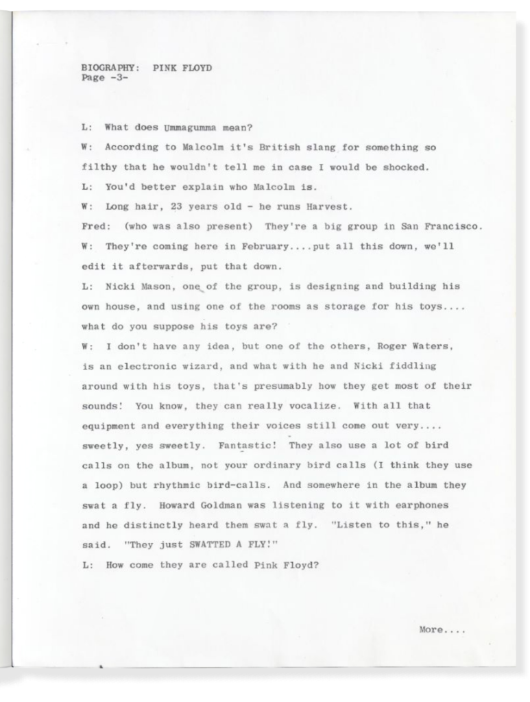 1969 Pink Floyd Capitol Records Promo Booklet pg03