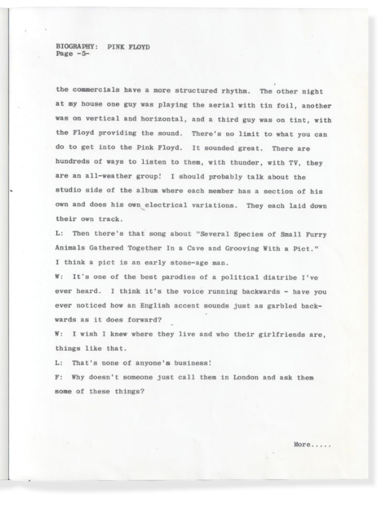 1969 Pink Floyd Capitol Records Promo Booklet pg05