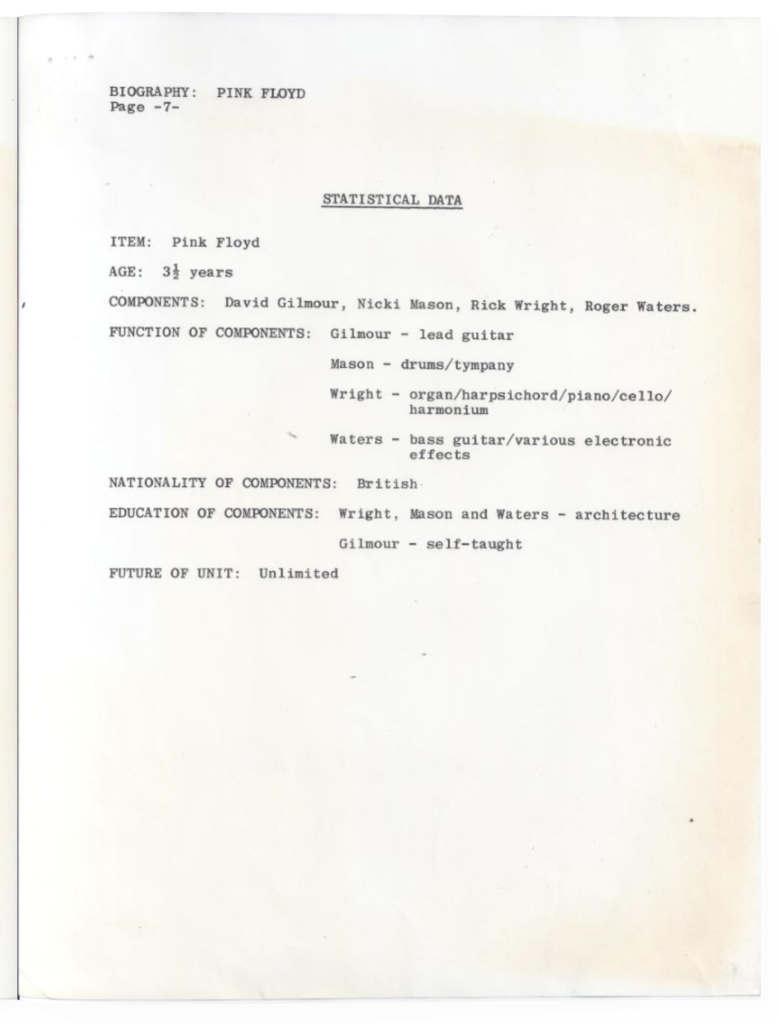 1969 Pink Floyd Capitol Records Promo Booklet pg07