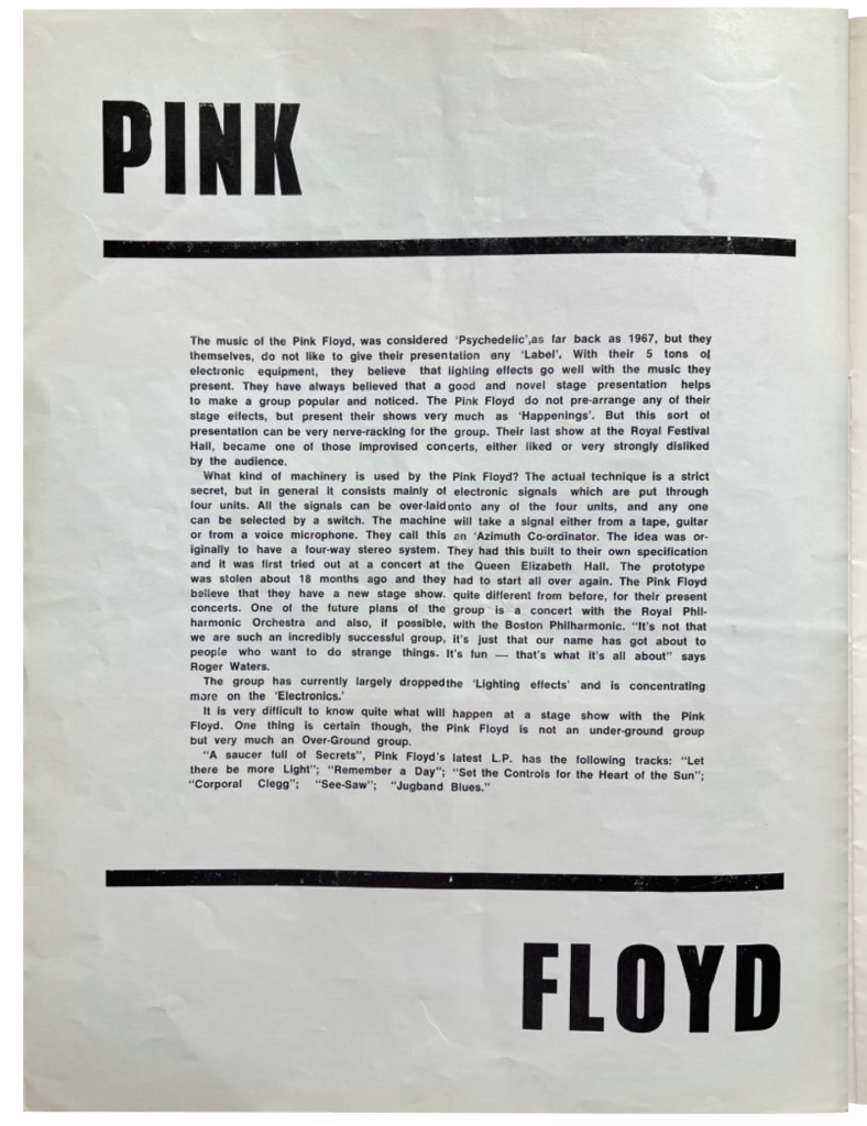 1969 Pink Floyd Netherlands Artist Support Paper 02