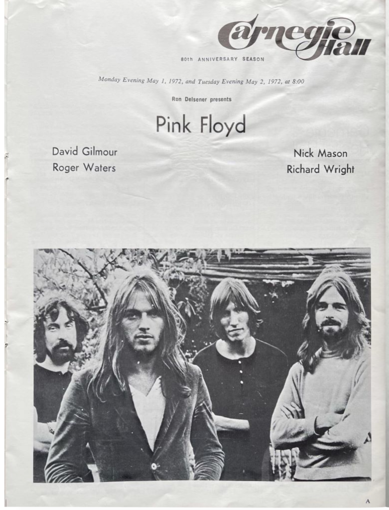 1972 Pink Floyd Carnegie Hall May 1st 2nd Tour Programme pg02