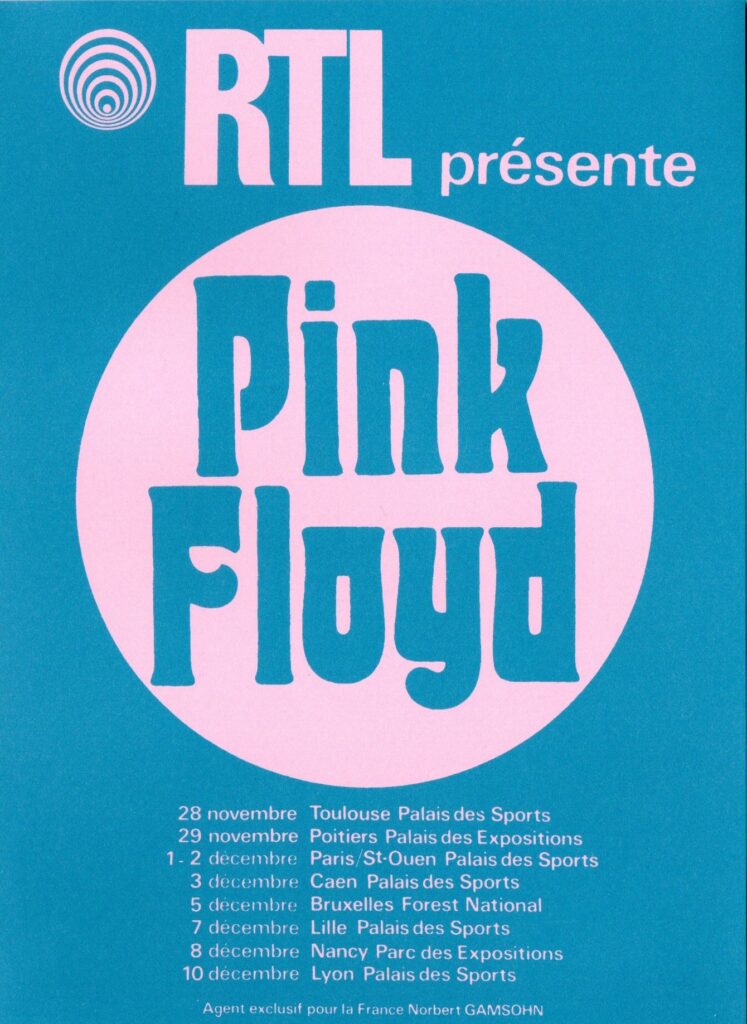 1972 Pink Floyd European Tour RTL Flyer