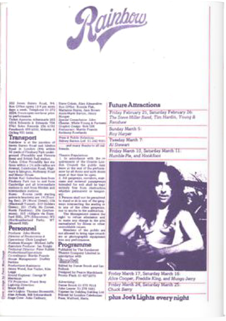 1972 Pink Floyd Rainbow Theatre Tour Programme pg04