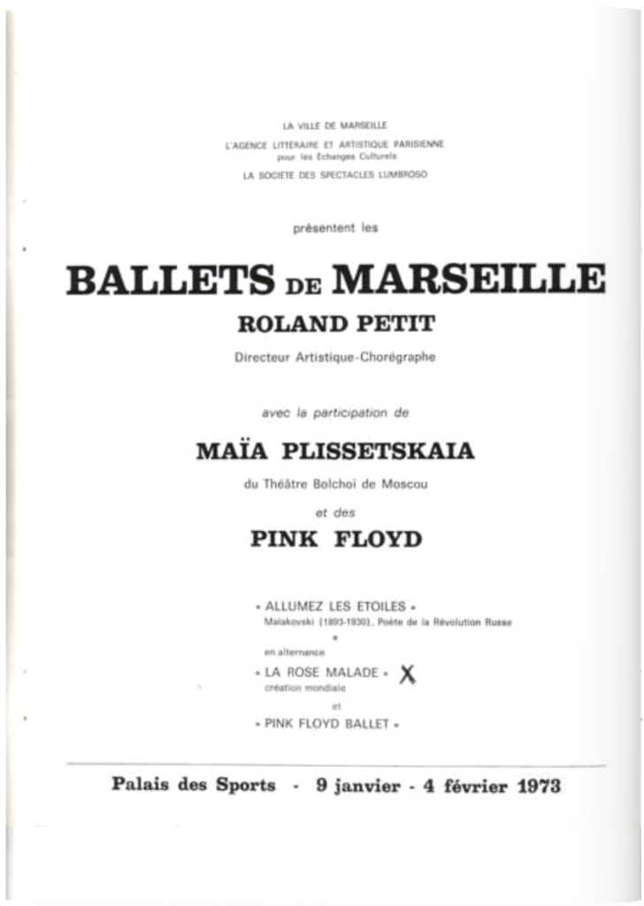 1972 Pink Floyd Roland Petit Ballet Programme pg02