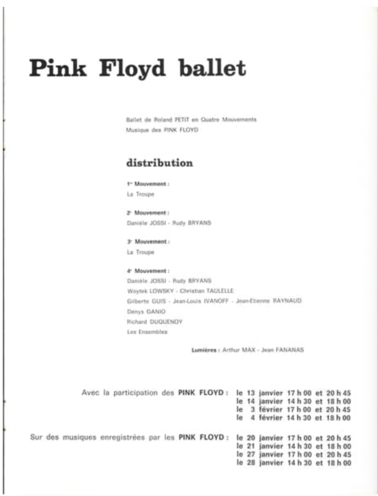 1972 Pink Floyd Roland Petit Ballet Programme pg08