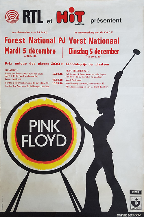 1972 Pink Floyd Sport Paleis Vorst National, Brussels, Belgium, December 5, 1972