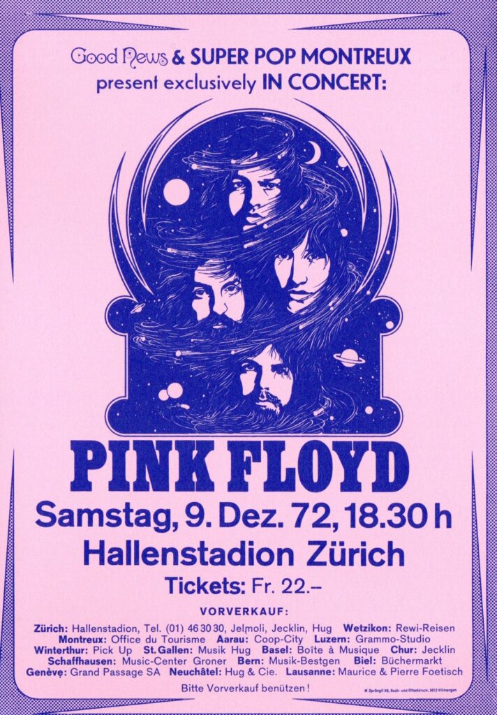 1972 Pink Floyd in Zurich Flyer