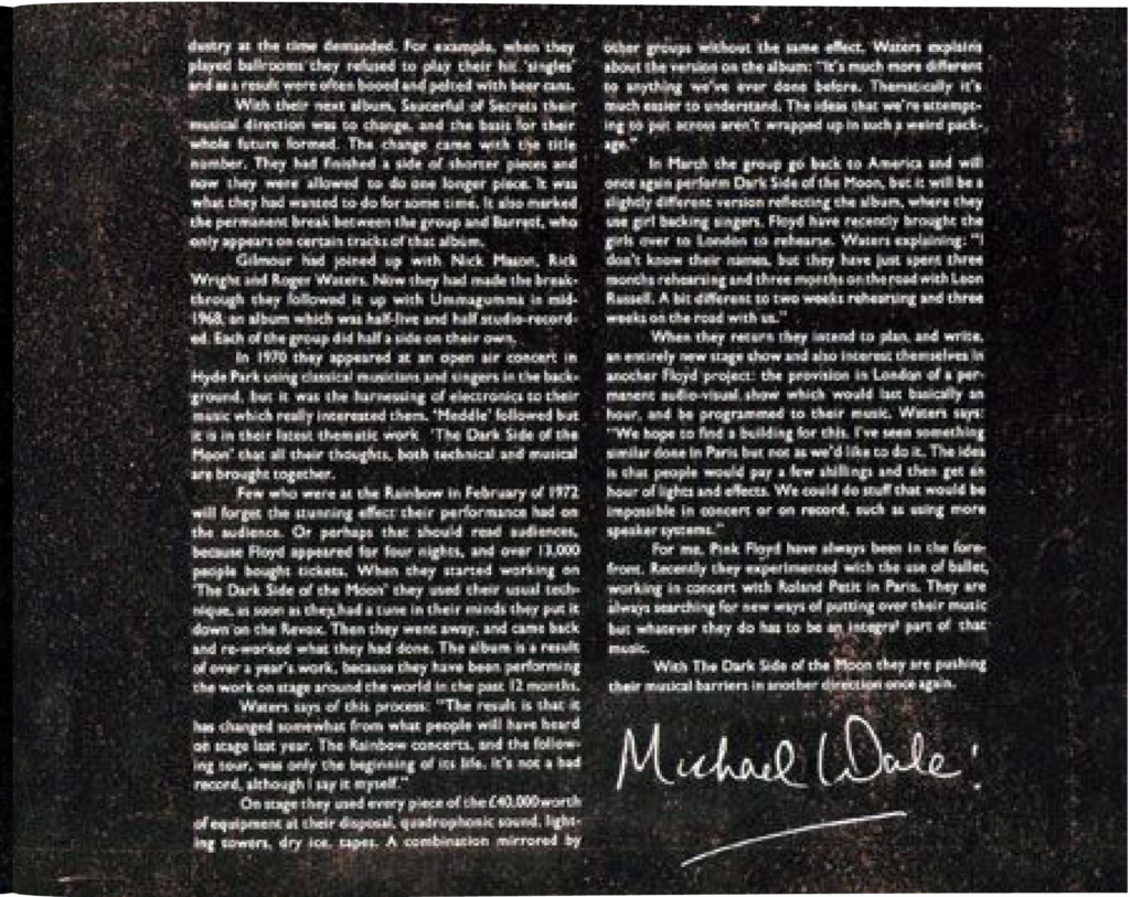 1973 Pink Floyd Dark Side Of The Moon Premiere 1973 pg07