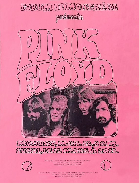 1973 Pink Floyd The Forum, Montreal, Quebec, Canada, March 12, 1973