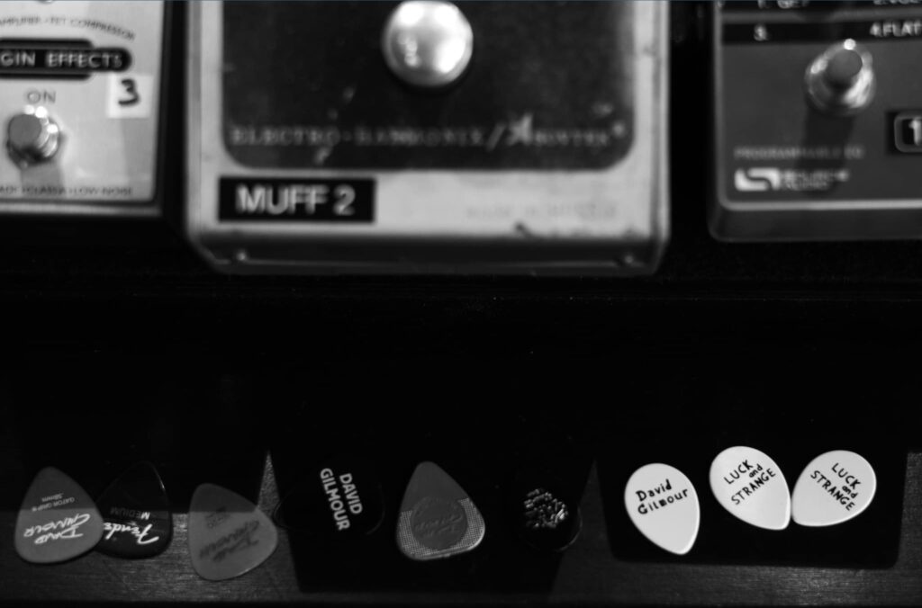 David Gilmour Tour Band Rehearsals pic 1 new guitar picks