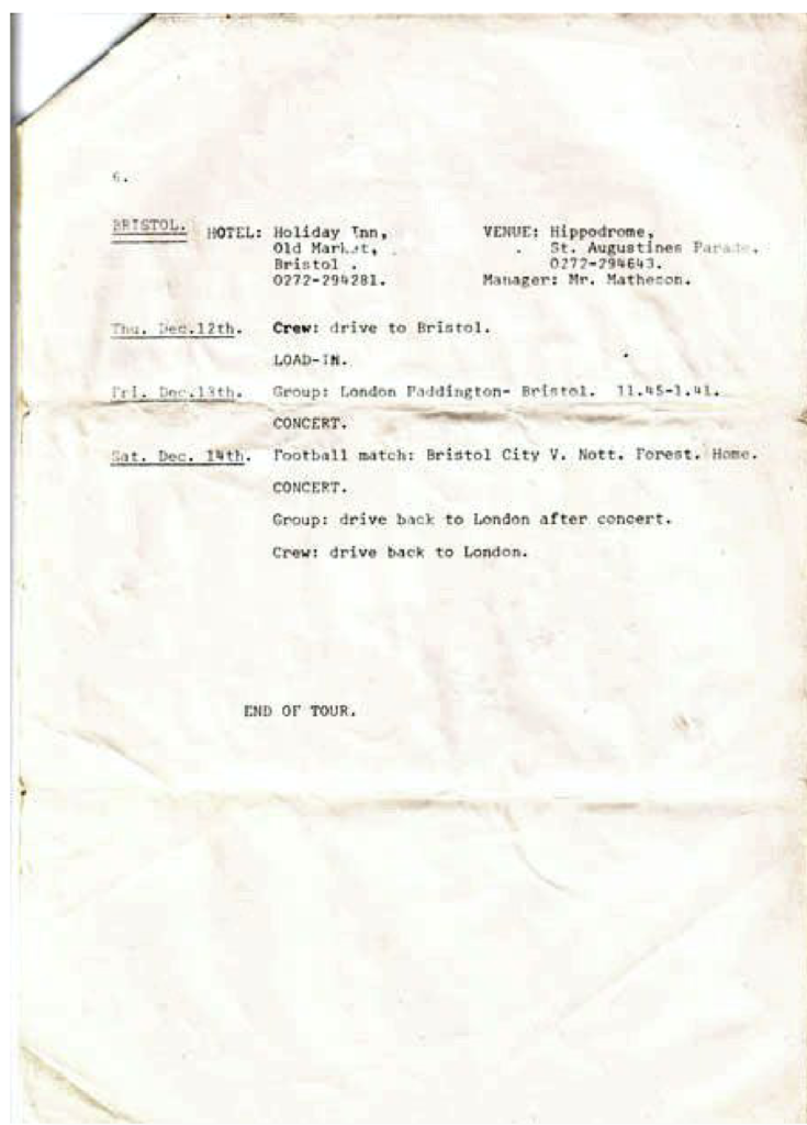 1974 Pink Floyd British Winter Tour Schedule pg06