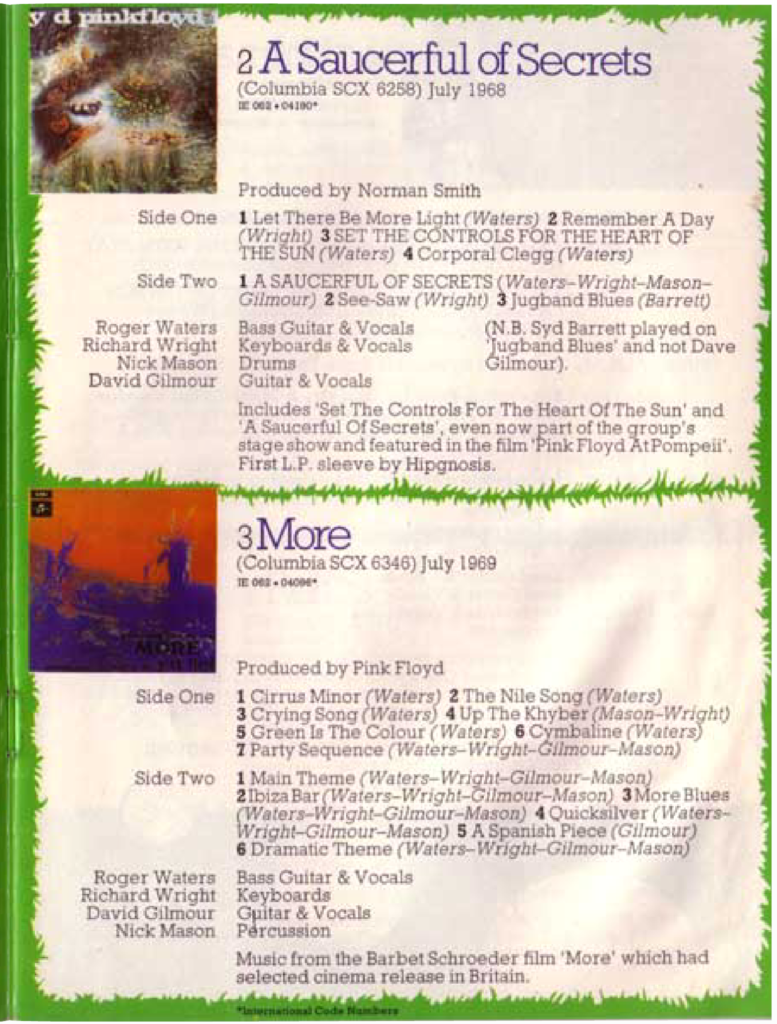 1975 Pink Floyd First XI Promo Booklet pg03