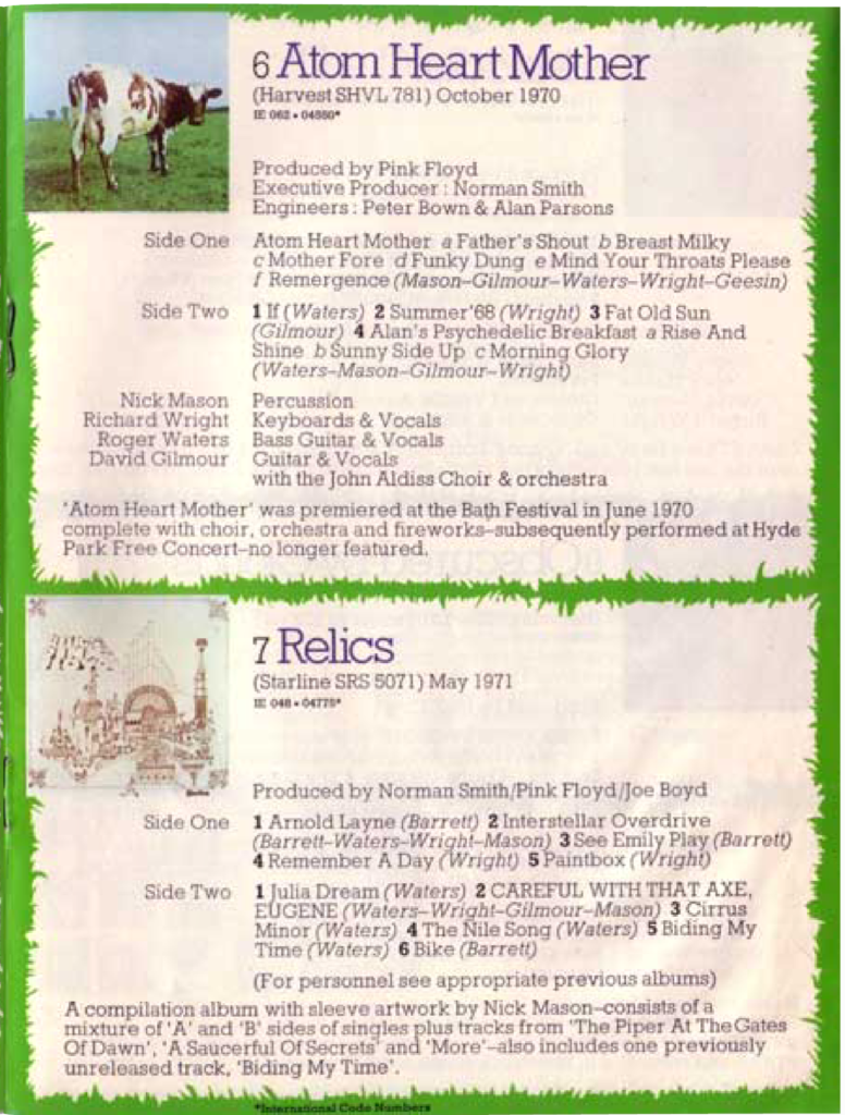 1975 Pink Floyd First XI Promo Booklet pg05