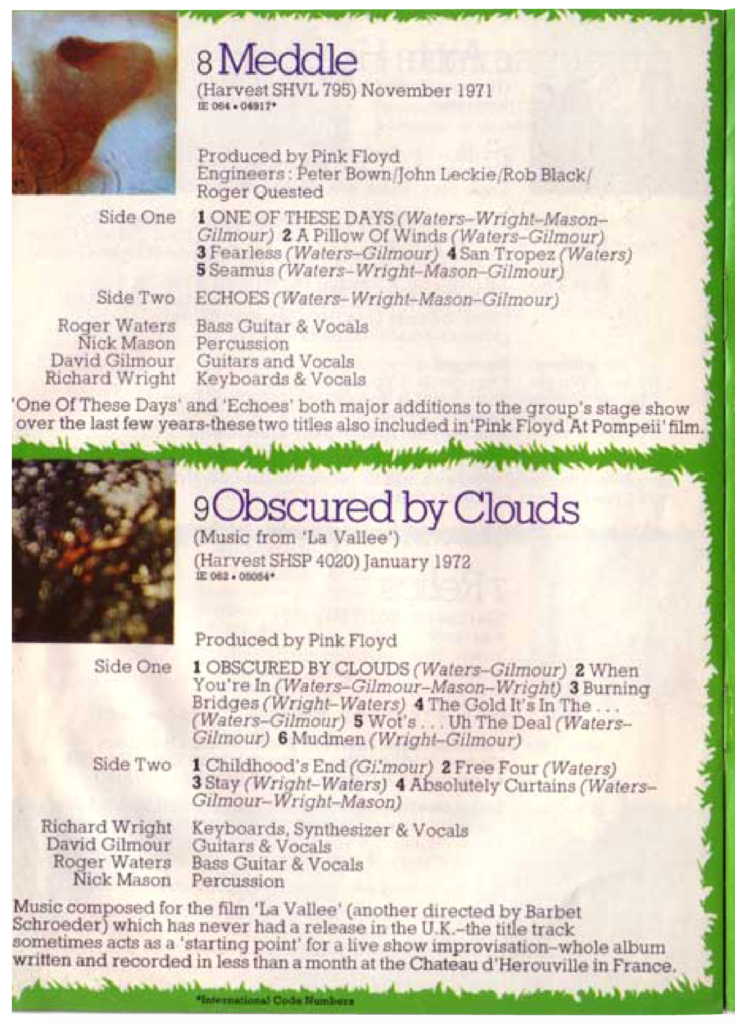 1975 Pink Floyd First XI Promo Booklet pg06