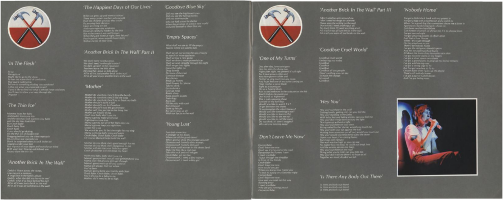 1981 Pink Floyd The Wall Earls Court Tour Programme pg10-11